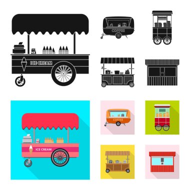 Piyasa ve dış simge vektör Illustration. Market ve gıda hisse senedi vektör çizim topluluğu.