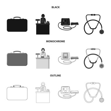 Eczane ve hastane işareti yalıtılmış nesne. Web için eczane ve iş hisse senedi simgesi kümesi.