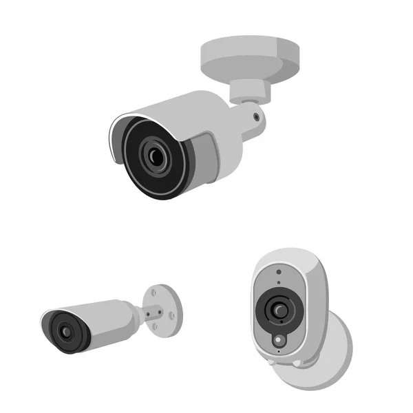 Vectorillustratie van cctv en camera icoon. Collectie van cctv en systeem aandelensymbool voor web. — Stockvector