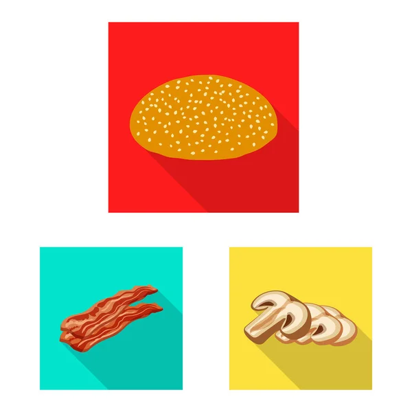Vektorillustration av burgare och smörgås symbol. Uppsättning av burgare och slice vektor ikon för lager. — Stock vektor