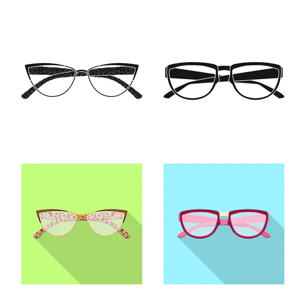 Vector illustration of glasses and frame symbol. Set of glasses and accessory stock symbol for web. — Stock Vector