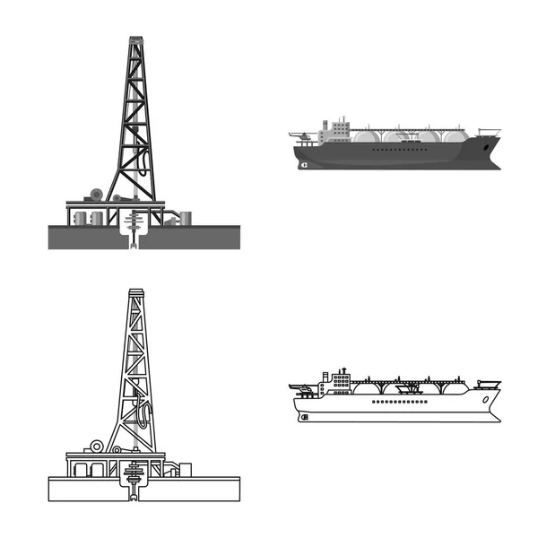 Vectorillustratie van olie en gas pictogram. Collectie van olie- en benzineprijzen voorraad vectorillustratie. — Stockvector