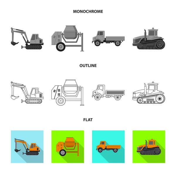 Projeto vetorial de construção e sinal de construção. Conjunto de construção e maquinaria ilustração vetorial de estoque . —  Vetores de Stock