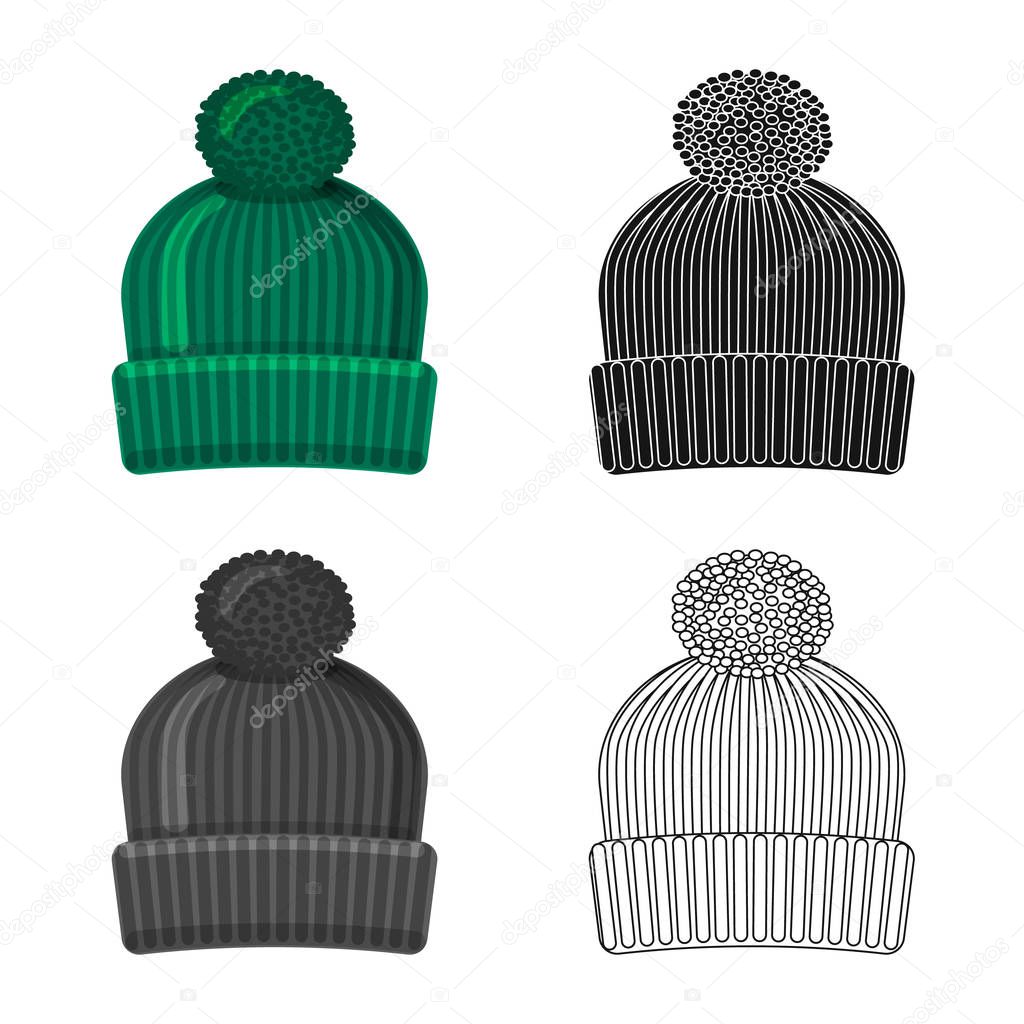 Vector design of headgear and cap logo. Collection of headgear and accessory vector icon for stock.