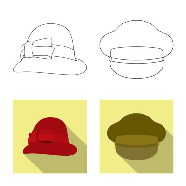 Şapkalar ve kap simge vektör Illustration. Web için hisse senedi sembolü şapkalar ve aksesuar koleksiyonu.