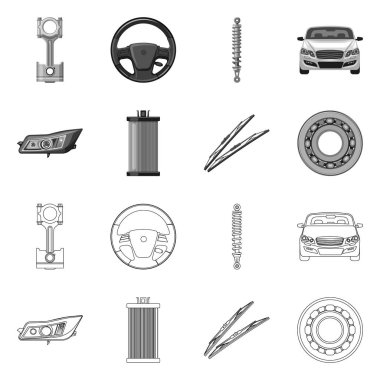 Otomatik ve bölümü logo vektör Illustration. Oto, araba hisse senedi vektör çizim seti.
