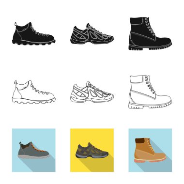 Ayakkabı ve ayakkabı işareti vektör Illustration. Ayakkabı ayarla ve hisse senedi simgesi web için ayak.