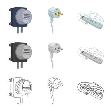 Elektrik ve elektrik simge vektör tasarımı. Elektrik ve enerji vektör simgesini hissenin koleksiyonu.
