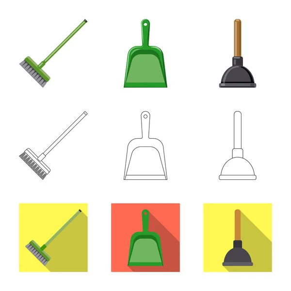 Изолированный объект очистки и логотип сервиса. Комплект векторной иллюстрации чистки и бытовых запасов . — стоковый вектор