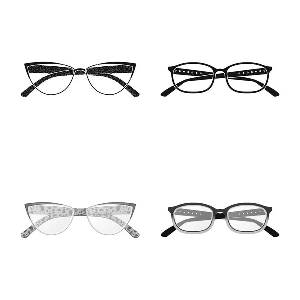 Ilustração vetorial de óculos e símbolo de armação. Conjunto de óculos e símbolo de estoque acessório para web . — Vetor de Stock