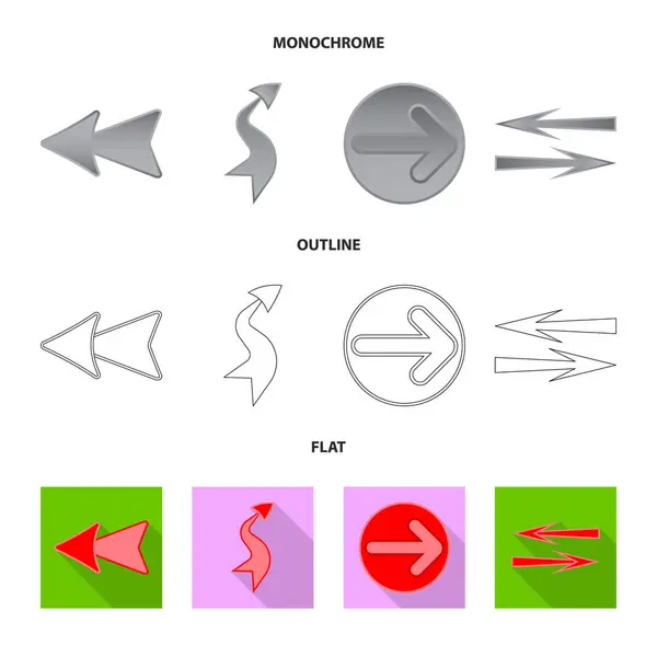 Isoliertes Element und Pfeilzeichen. Sammlung von Element- und Richtungsvektorillustrationen. — Stockvektor