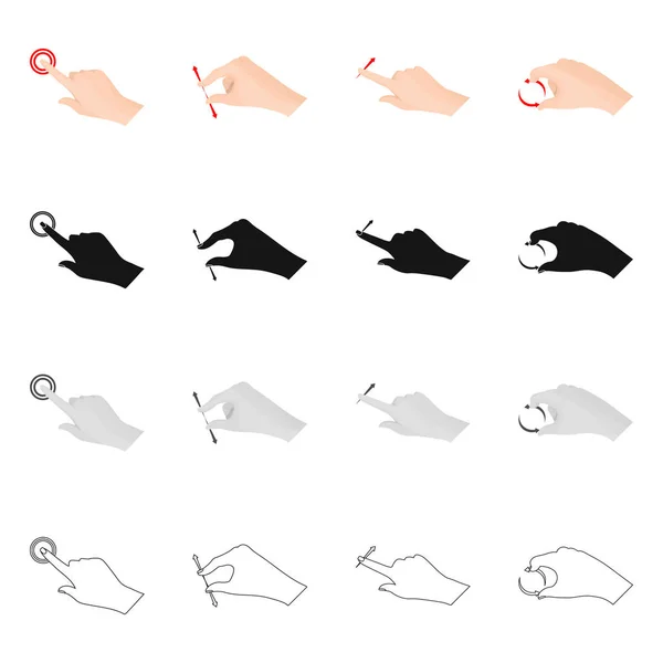 Vektorillustrasjon av berøringsskjerm og håndlogo. Samling av symbol for berøringsflater og berøringsflater for steg . – stockvektor