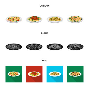 Makarna ve karbonhidrat simge vektör Illustration. Web için makarna makarna ve hisse senedi simgesi kümesi.