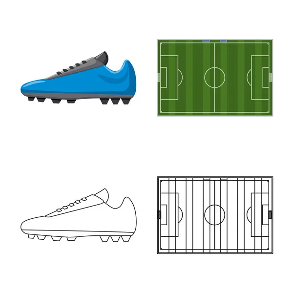 Vektor-Design von Fußball und Getriebe-Ikone. Sammlung von Fußball- und Turnieraktienillustrationen. — Stockvektor