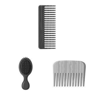 Fırça ve saç logo vektör Illustration. Web için fırça ve saç fırçası hisse senedi simgesi kümesi.