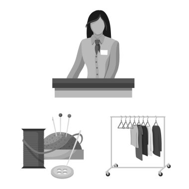 Çamaşırhane ve temiz simge vektör Illustration. Çamaşır ve giysi hisse senedi vektör çizim seti.