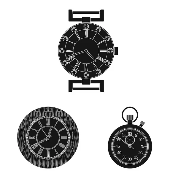 Isoliertes Objekt der Uhr und des Zeitlogos. Uhrensatz und Kreis Stock Vektor Illustration. — Stockvektor