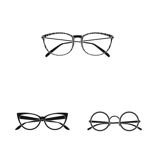 Vector illustration of glasses and frame symbol. Set of glasses and accessory stock vector illustration. — Stock Vector