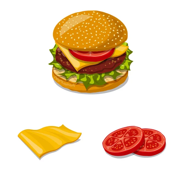 Vector illustration of burger and sandwich icon. Set of burger and slice stock symbol for web. — Stock Vector