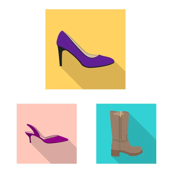 鞋类和女性符号的矢量设计。网上鞋类和足部股票符号的收集. — 图库矢量图片