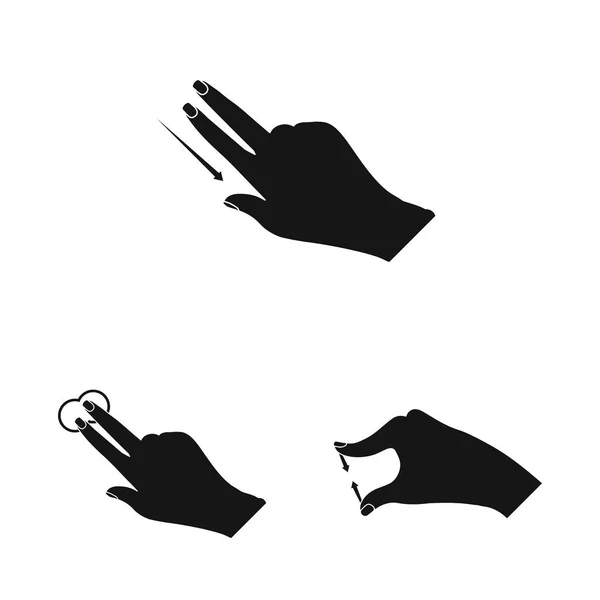 Objeto isolado de tela sensível ao toque e logotipo da mão. Conjunto de tela sensível ao toque e ilustração vetorial de estoque de toque . — Vetor de Stock