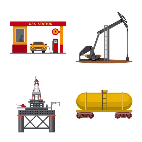 Векторная иллюстрация значка нефти и газа. Набор символов запасов нефти и бензина для интернета . — стоковый вектор