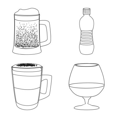 İçki ve çubuğu simgesinin yalıtılmış nesne. İçki ve parti hisse senedi vektör çizim seti.