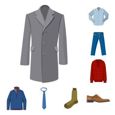 Adam ve giyim logo vektör tasarımı. Adam ayarla ve stok vektör çizim giymek.