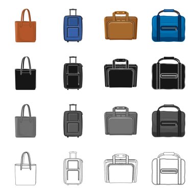 Bavul ve Bagaj logo vektör tasarımı. Bavul ve yolculuk hisse senedi vektör çizim seti.