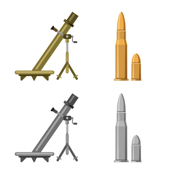 Векторная иллюстрация оружия и оружейного знака. Коллекция оружия и армейских векторных значков для склада . — стоковый вектор
