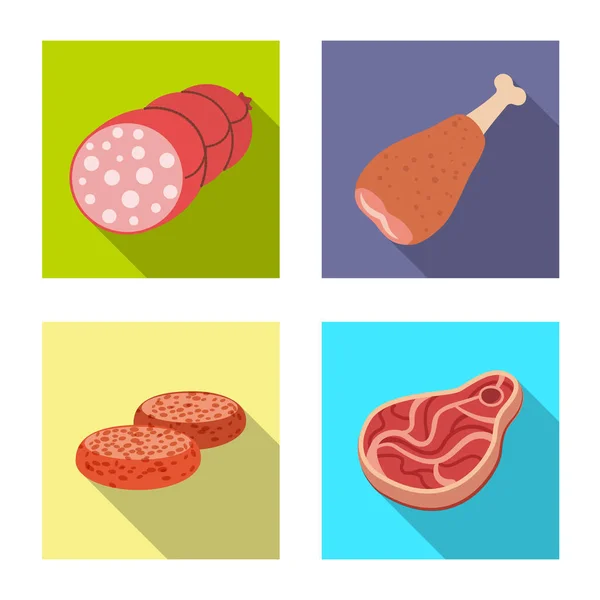 Vektordesign von Fleisch und Schinken Zeichen. Set von Fleisch und Kochfond Vektor Illustration. — Stockvektor