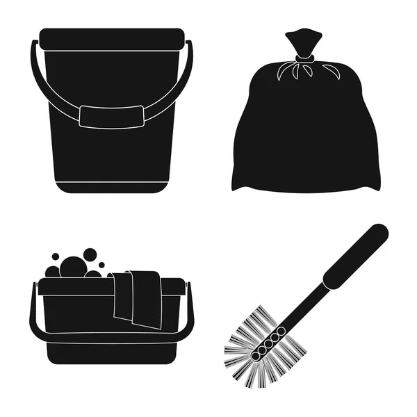 Isolierte Objekt der Reinigung und Service-Logo. Sammlung von Reinigungs- und Haushaltssymbolen für das Web. — Stockvektor
