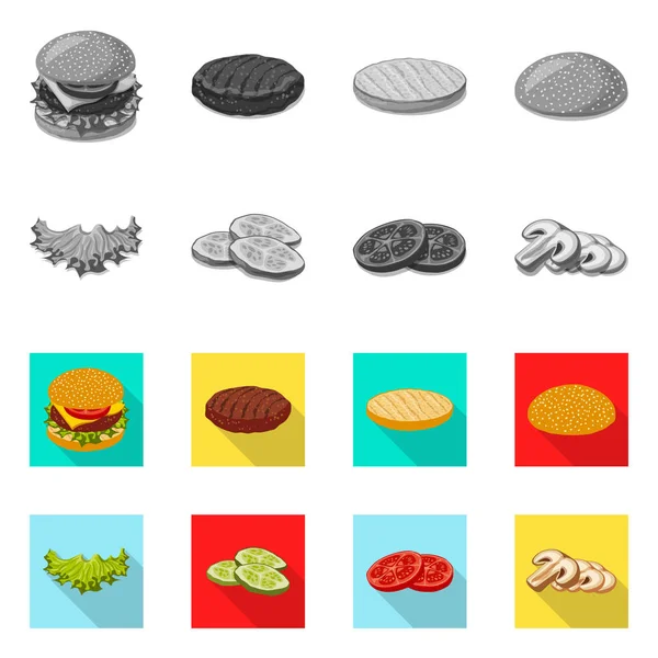 Векторная иллюстрация бургеров и бутербродов. Коллекция векторных иллюстраций бургеров и ломтиков . — стоковый вектор