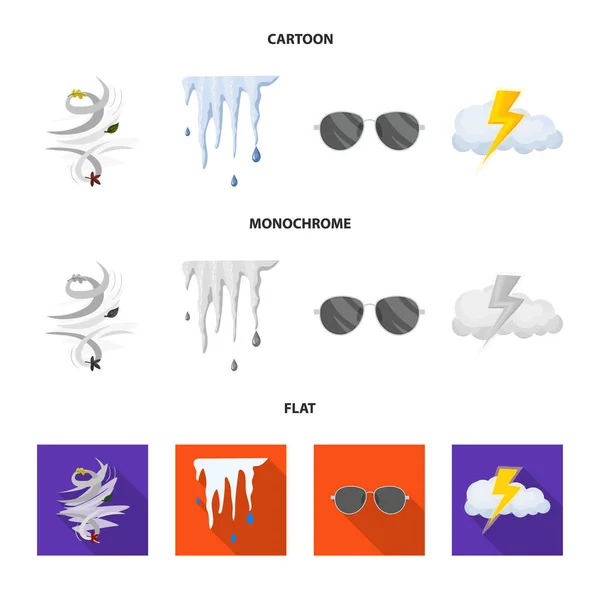 Vektor-Design von Wetter und Klima-Logo. Sammlung von Wetter- und Wolkenvektorsymbolen für Aktien. — Stockvektor