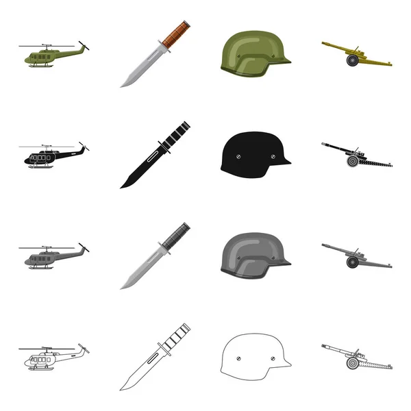 Objeto aislado de arma y símbolo de arma. Colección de armas y ejército icono vectorial para stock . — Archivo Imágenes Vectoriales