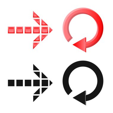 Vektör tasarım öğesi ve ok sembolü. Web için öğe ve yön hisse senedi simgesi kümesi.