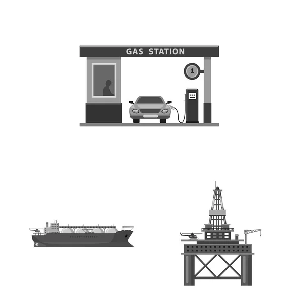 Vector design of oil and gas icon. Set of oil and petrol stock symbol for web. — Stock Vector