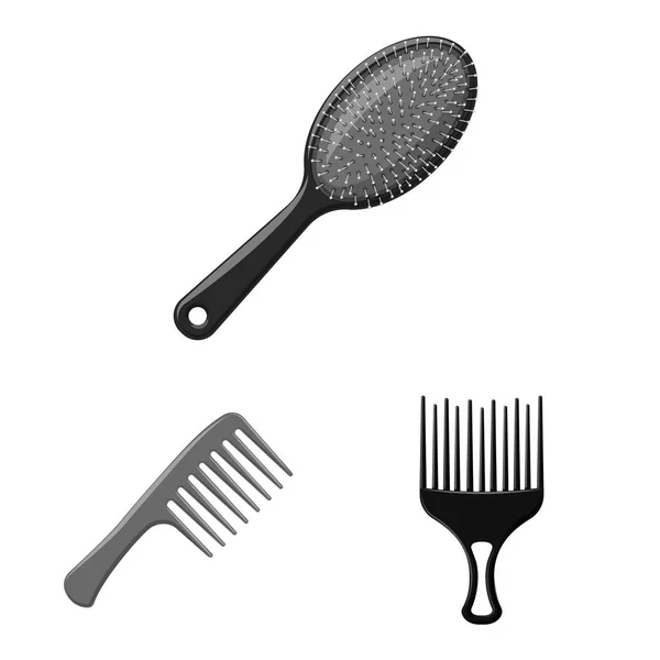 Illustration vectorielle du logo pinceau et cheveux. Jeu de brosses et brosses à cheveux illustration vectorielle . — Image vectorielle