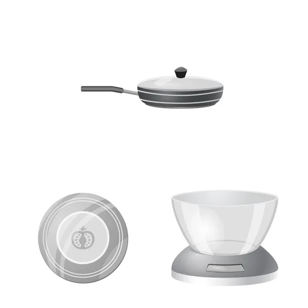 Изолированный объект кухни и икона повара. Набор векторных иконок для кухни и бытовой техники на складе . — стоковый вектор