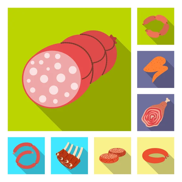 Vector illustration of meat and ham logo. Collection of meat and cooking stock symbol for web. — Stock Vector