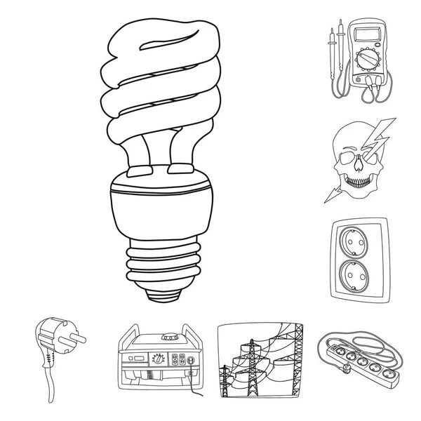 Ilustración vectorial de electricidad y logotipo eléctrico. Conjunto de símbolo de reserva de electricidad y energía para web . — Vector de stock