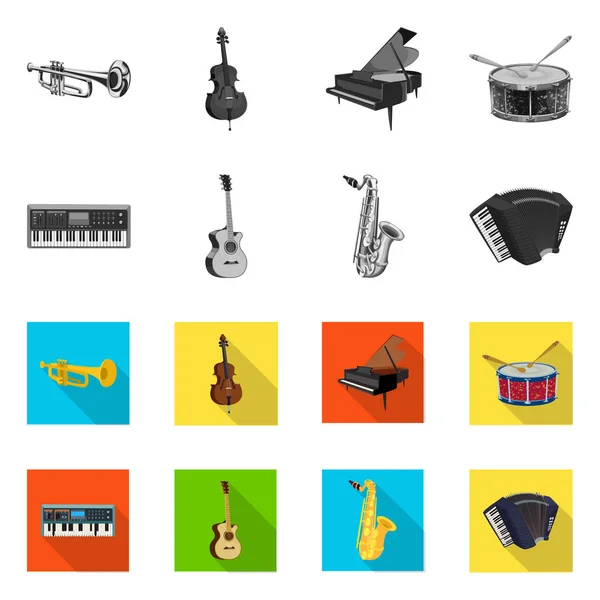 Illustration vectorielle de la musique et icône de la musique. Ensemble de musique et illustration vectorielle de stock d'outils . — Image vectorielle