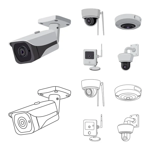 Ilustración vectorial de cctv y logotipo de la cámara. Colección de cctv y vector de sistema icono para stock . — Vector de stock