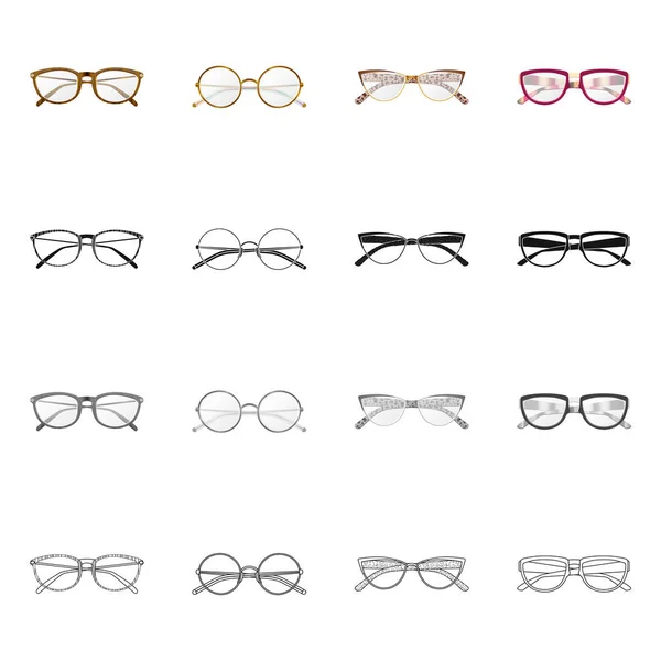 Objet isolé de lunettes et symbole de monture. Ensemble de lunettes et icône vectorielle accessoire pour stock . — Image vectorielle