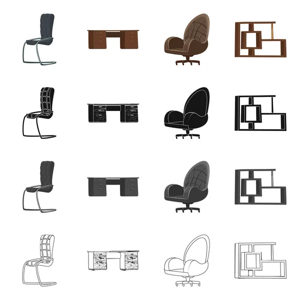 Vektor-Design von Möbeln und Arbeitslogo. Set von Möbeln und Hausrat Vektor Illustration. — Stockvektor