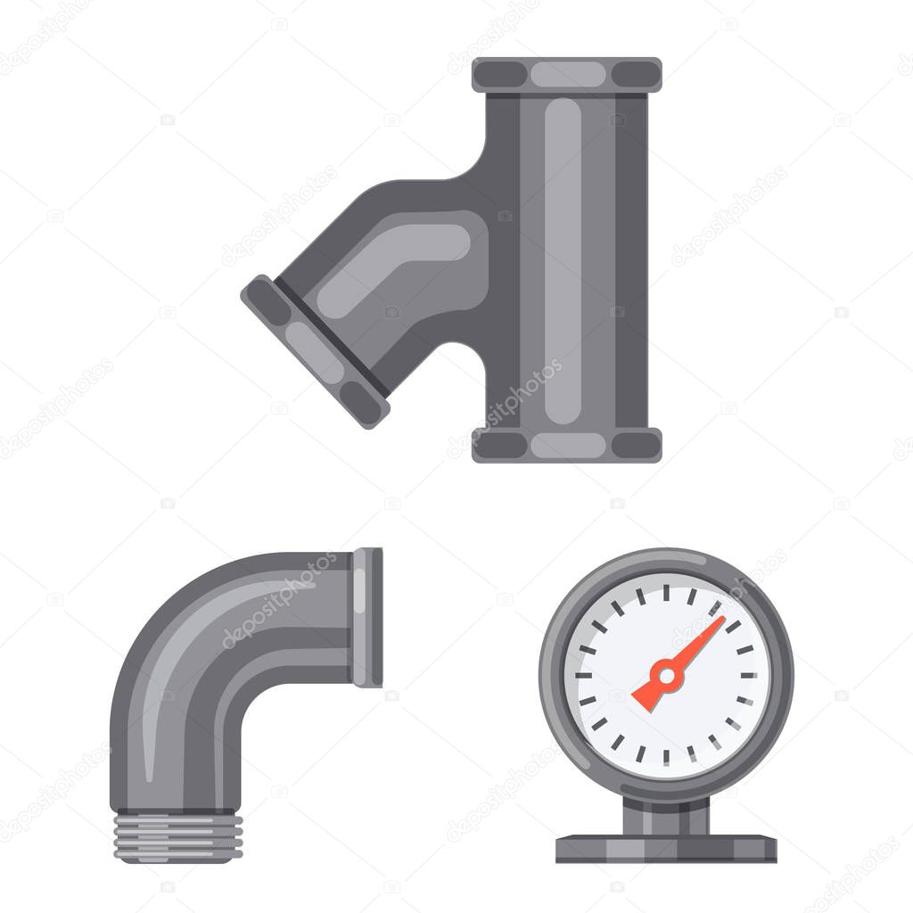Vector illustration of pipe and tube sign. Collection of pipe and pipeline vector icon for stock.