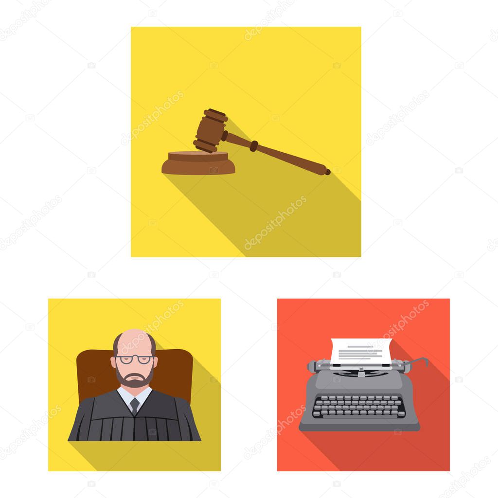 Vector illustration of law and lawyer sign. Collection of law and justice stock vector illustration.