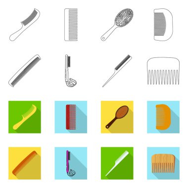 Fırça ve saç simge vektör tasarımı. Fırça ve saç fırçası hisse senedi vektör çizim topluluğu.