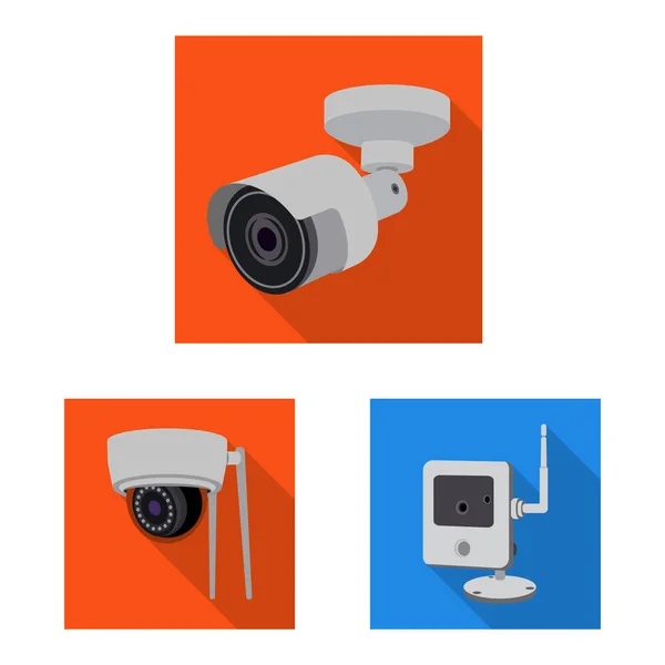 Ilustração vetorial de cctv e logotipo da câmera. Coleção de cctv e sistema de símbolo de estoque para web . — Vetor de Stock