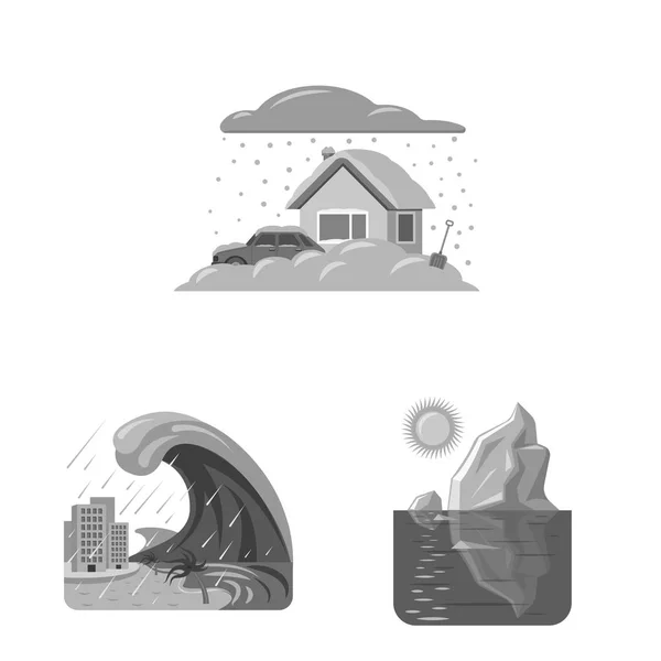 Векторная иллюстрация стихийного и бедственного знака. Набор символов природных и рискованных запасов для веб-сайтов . — стоковый вектор
